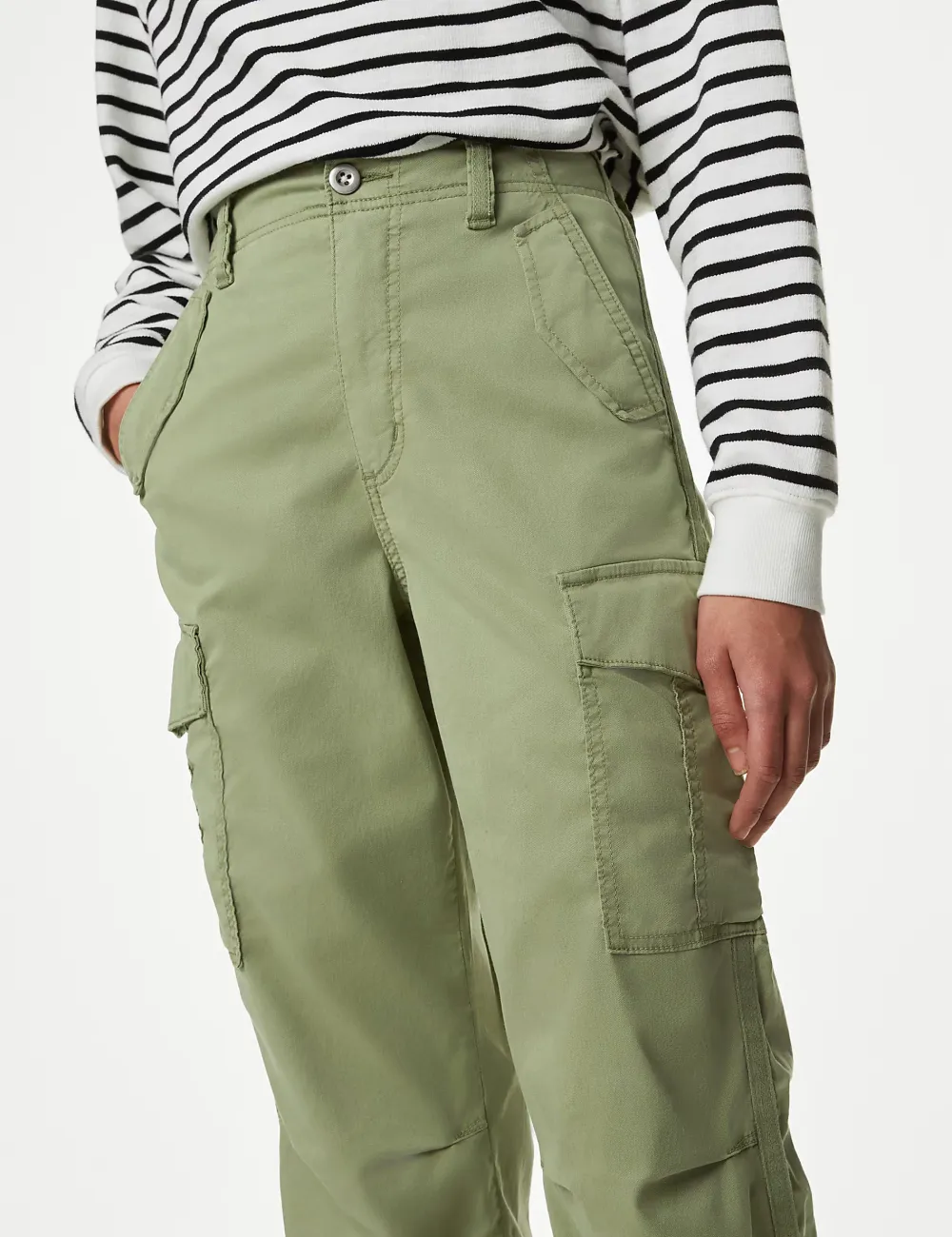 Rich Cargo Tea Dyed Cropped Trousers