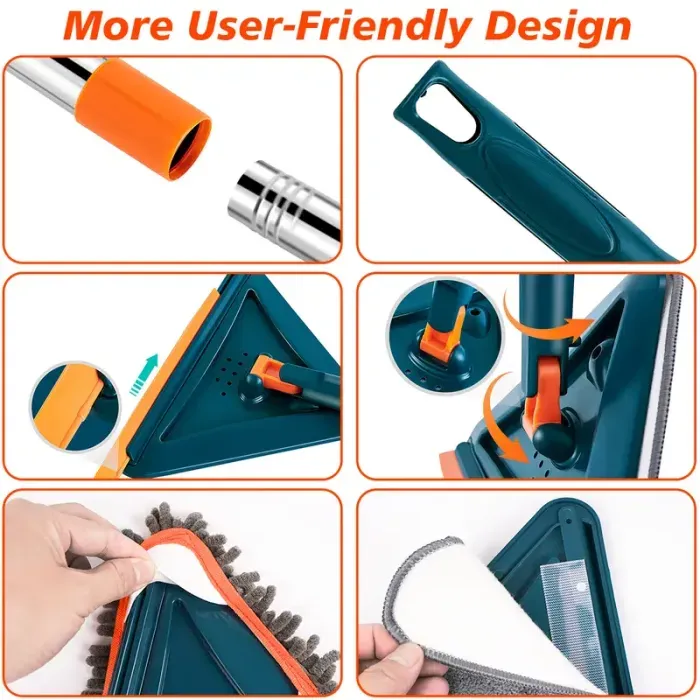 Triangle Mop Multi-Function Large Mop Head with Extendable Telescopic Pole