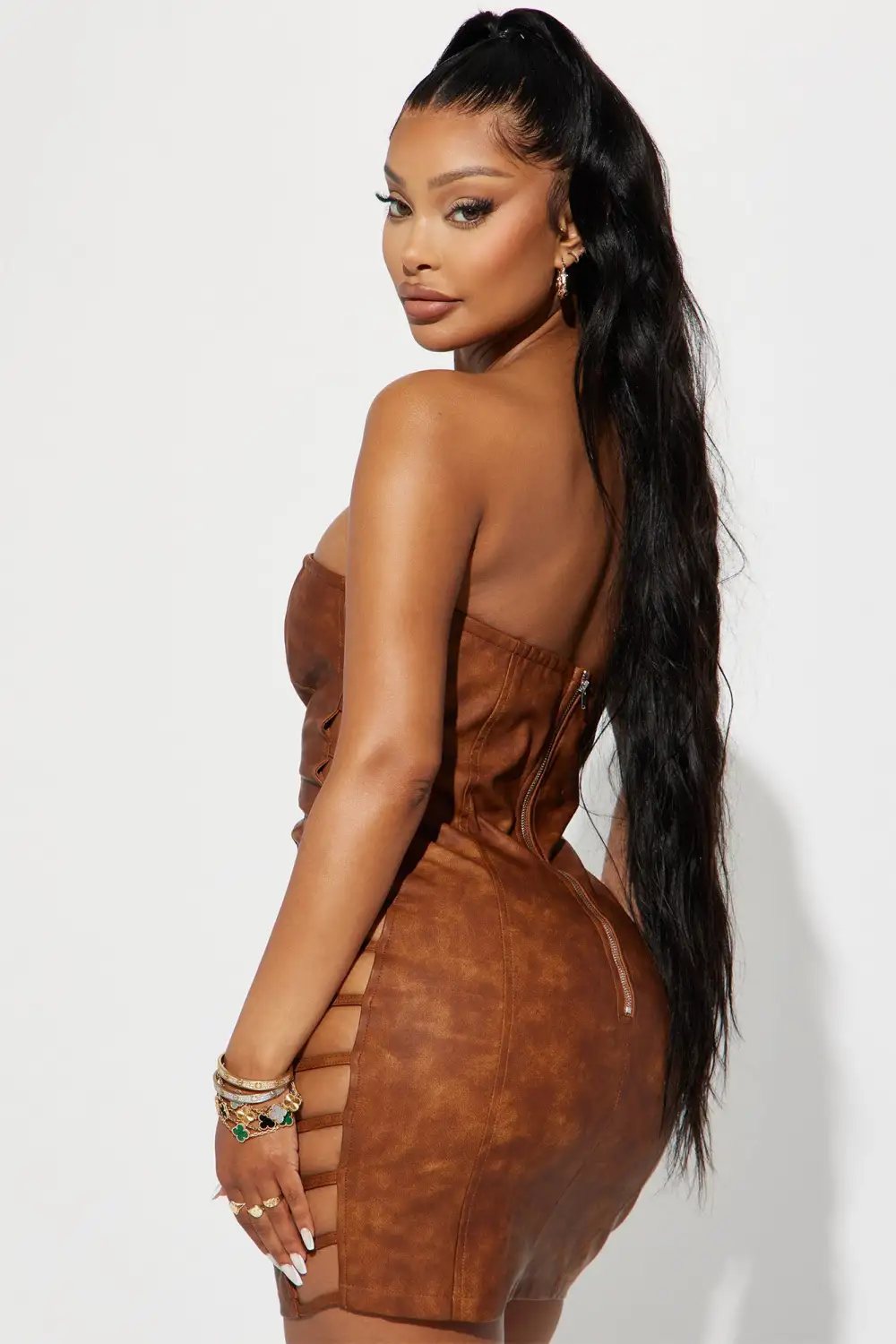 Layla Leather Mini Dress - Copper
