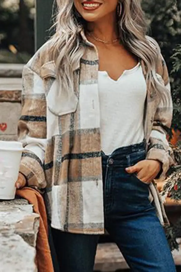 Plaid Pocket Button Front Shacket