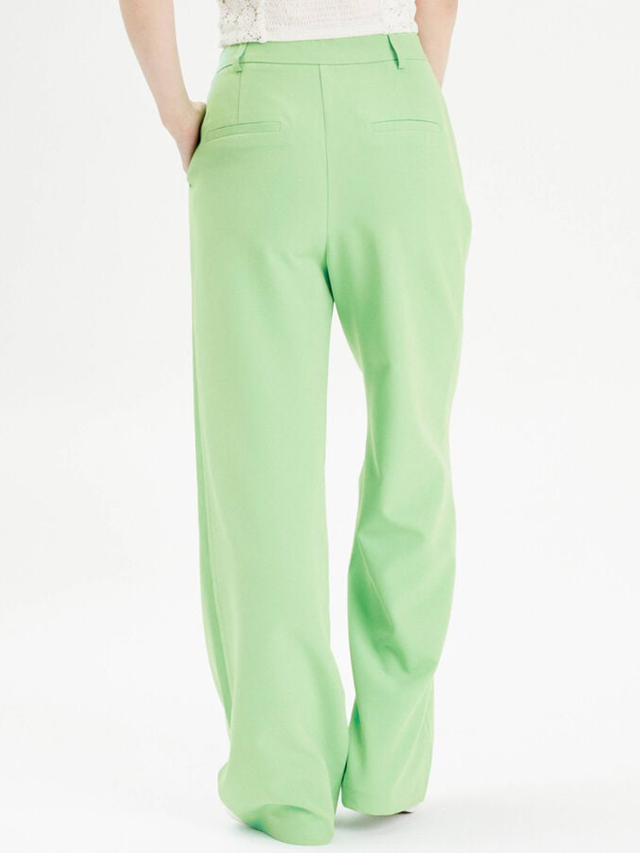 Pantalon large avec pinces vert femme