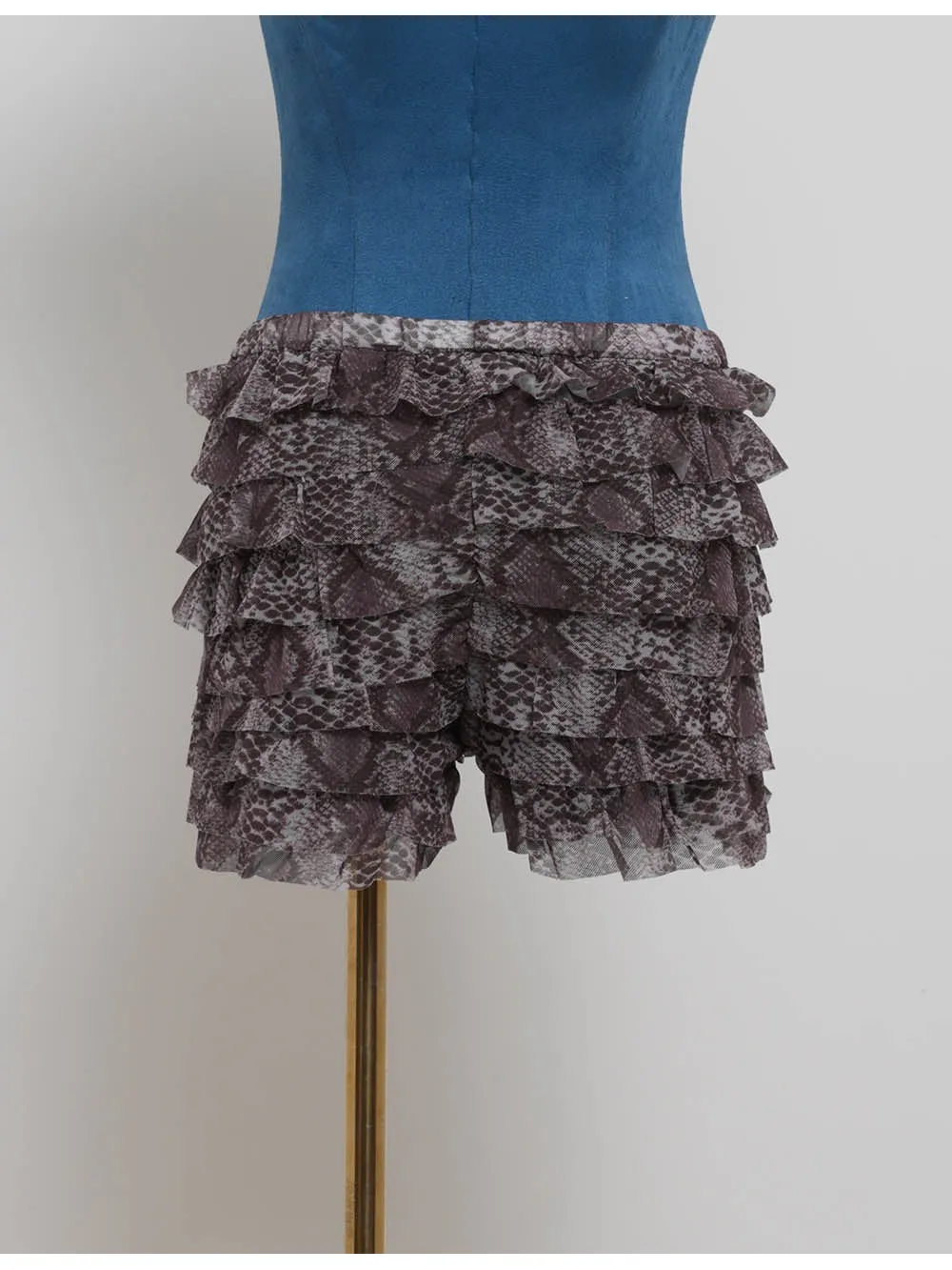 Tiered Mesh Ruffle Boho Elastic Waist Mini Shorts