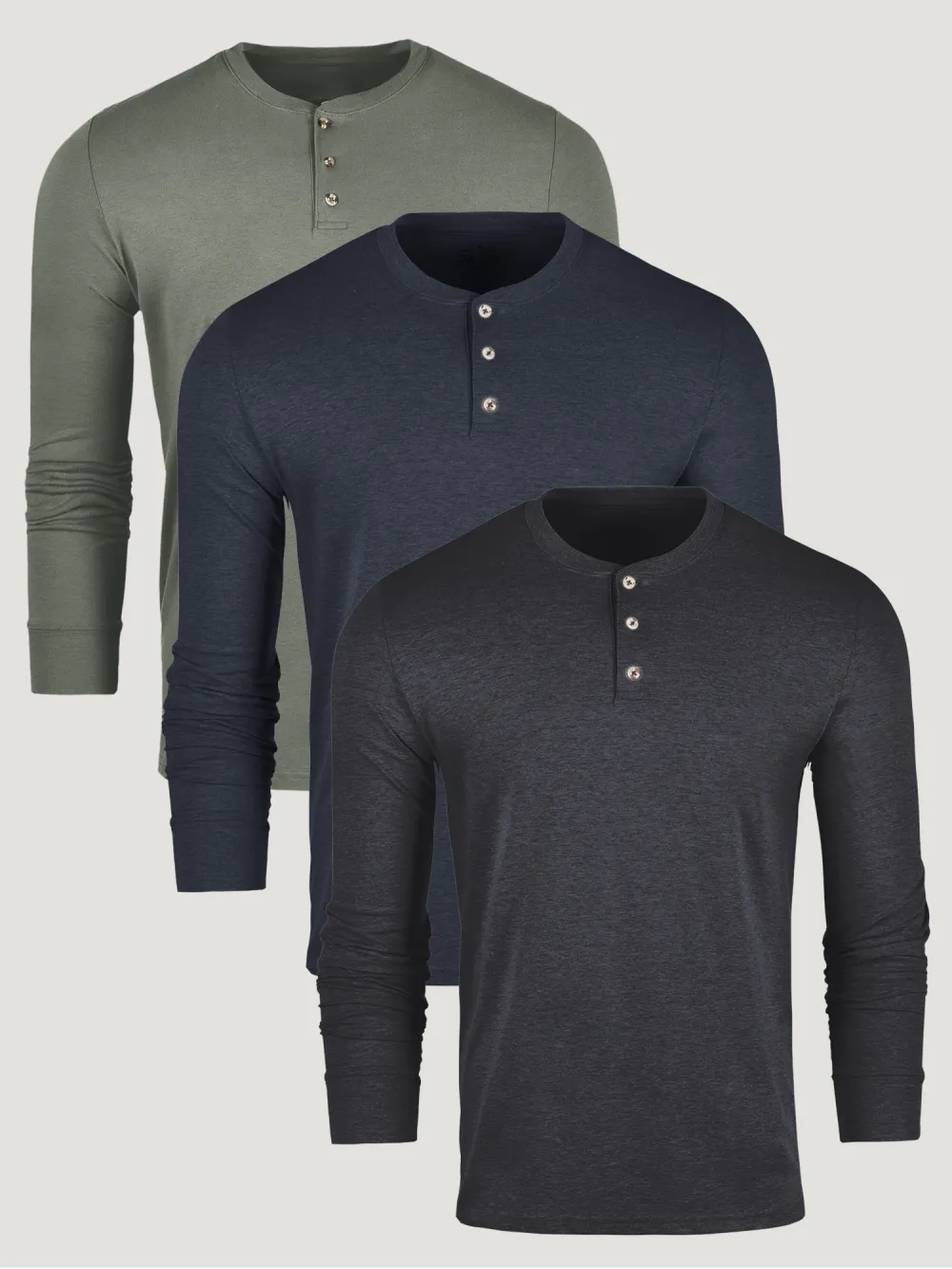 Long Sleeve Henley 3-Pack