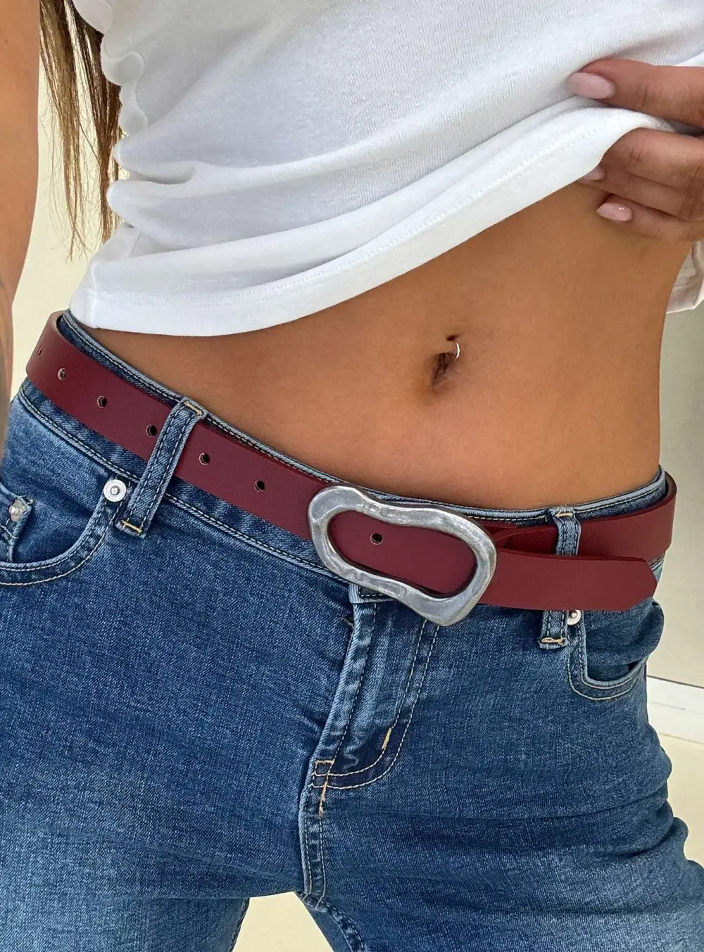 Buckle Faux Leather Signature Belt