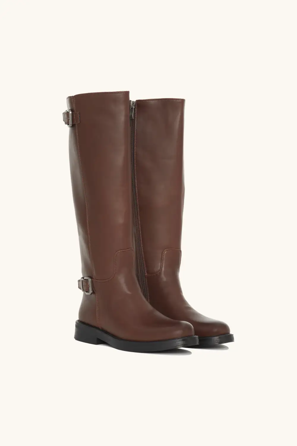 Sleek Metal Buckle Riding Boots