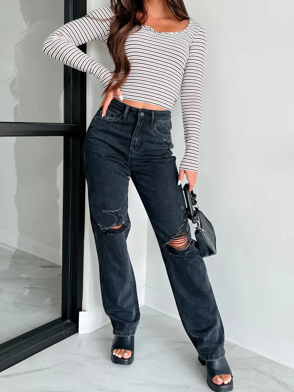 Fowler High Rise Rigid Stretch Blue Straight Leg Jeans