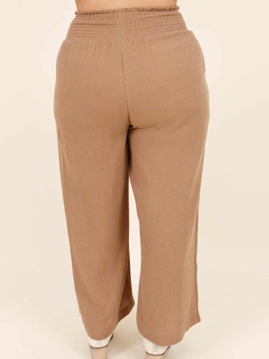 Wrinkled loose straight leg pants with gathered craftsmanship