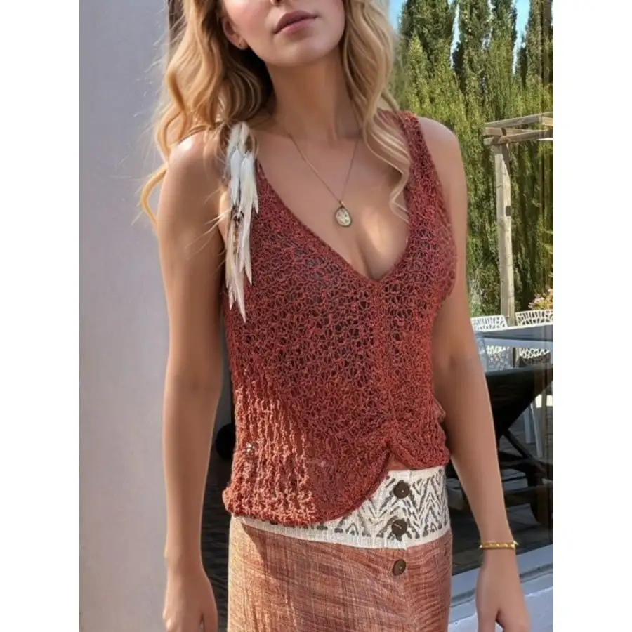 Crochet V Neck Tank