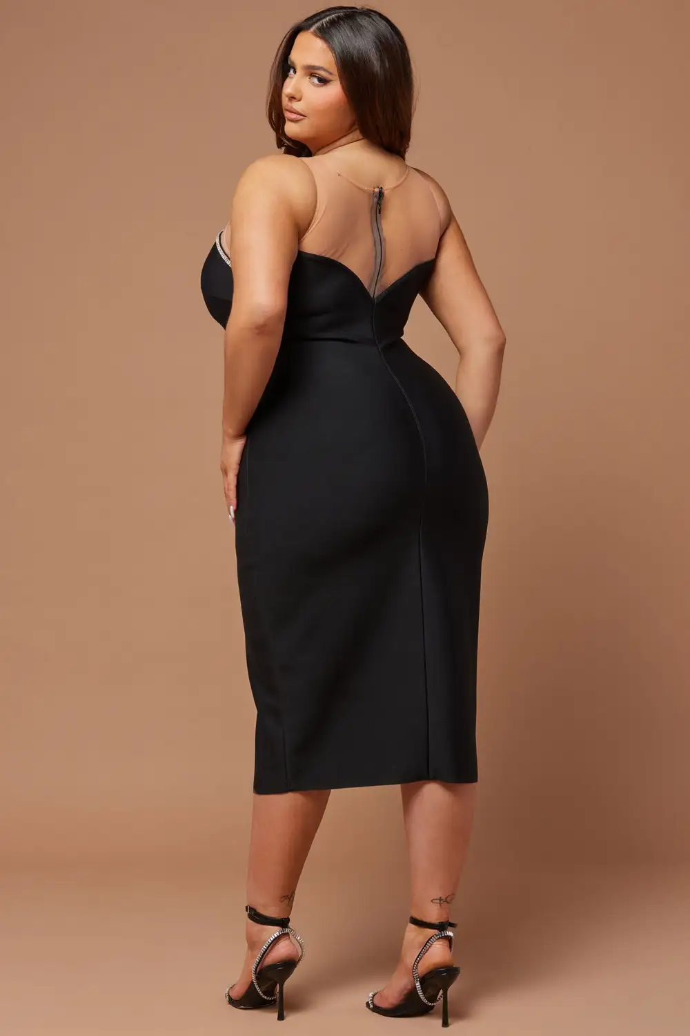 Evie Mae Bandage Midi Dress - Black