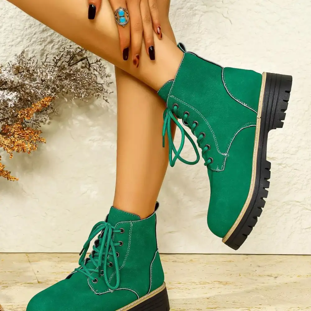 Round Toe Lace-Up Boots