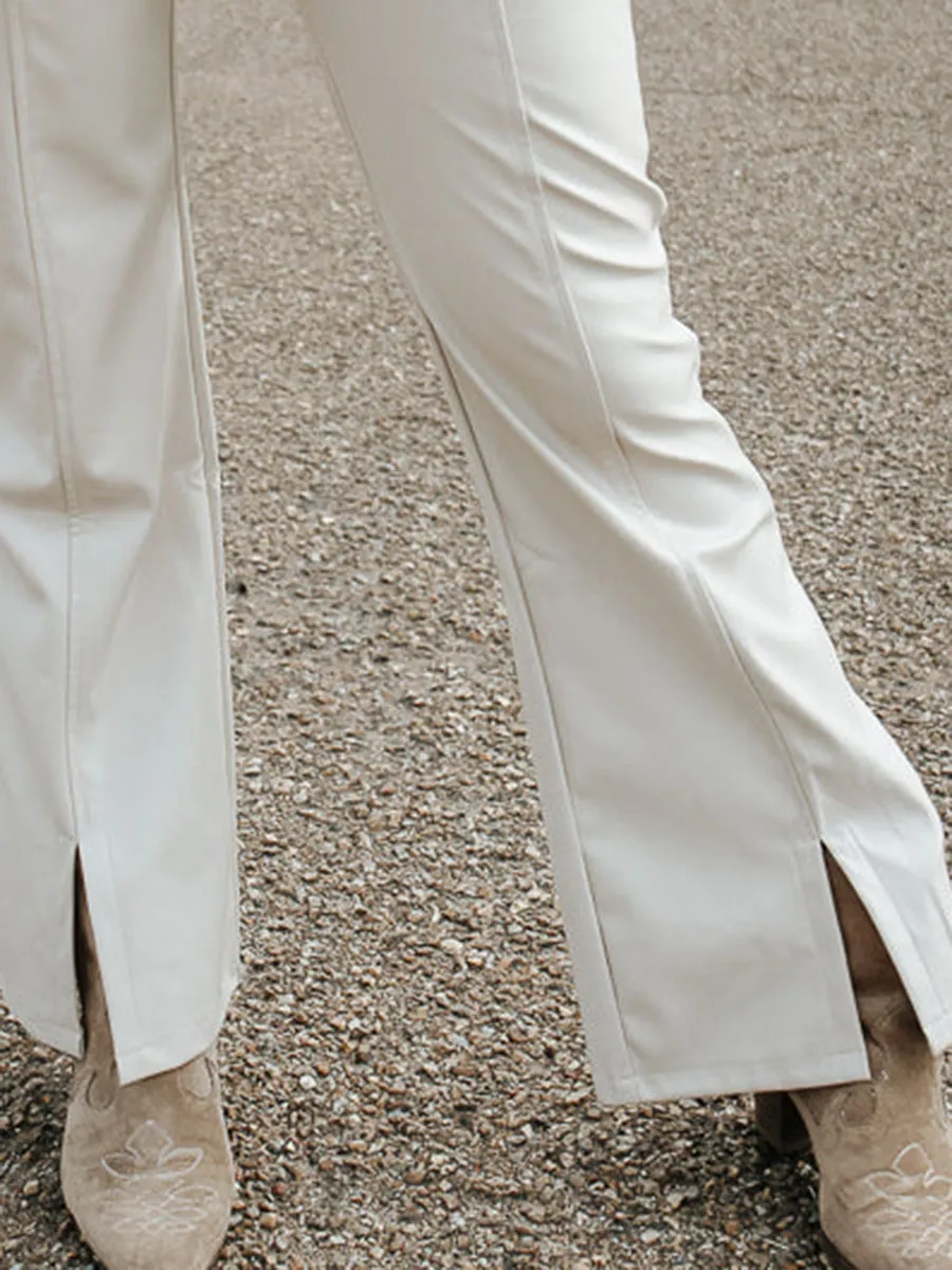 White Faux Leather Pants