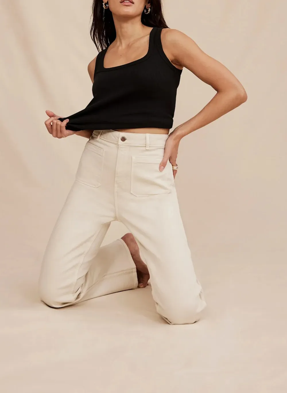 Casual Style Relaxed Straight Patch Pocket Jeans