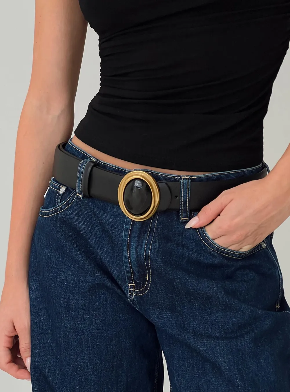 Essential Buckle Faux Leather Belt