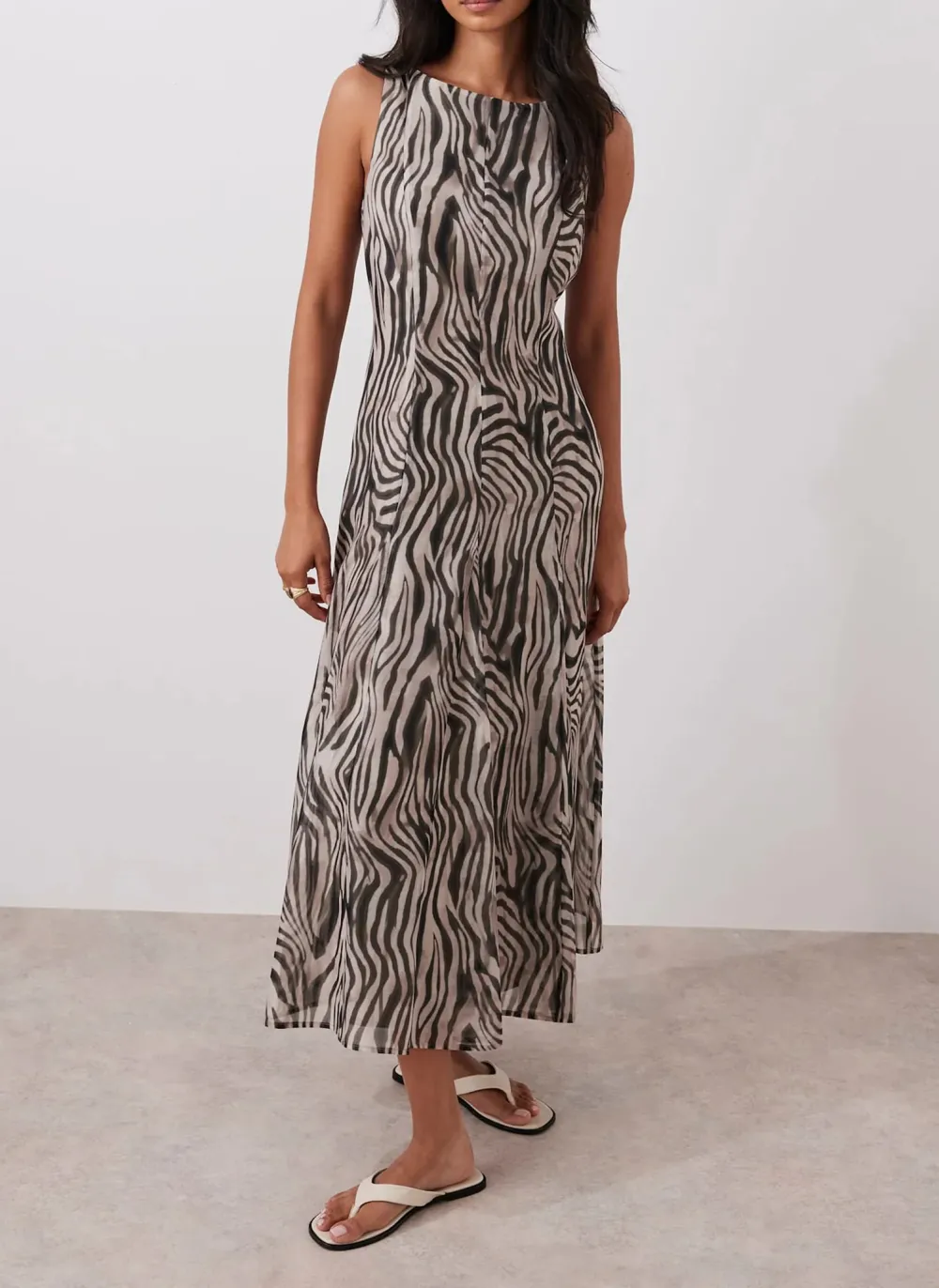 Casual Style Zebra Print Maxi Dress