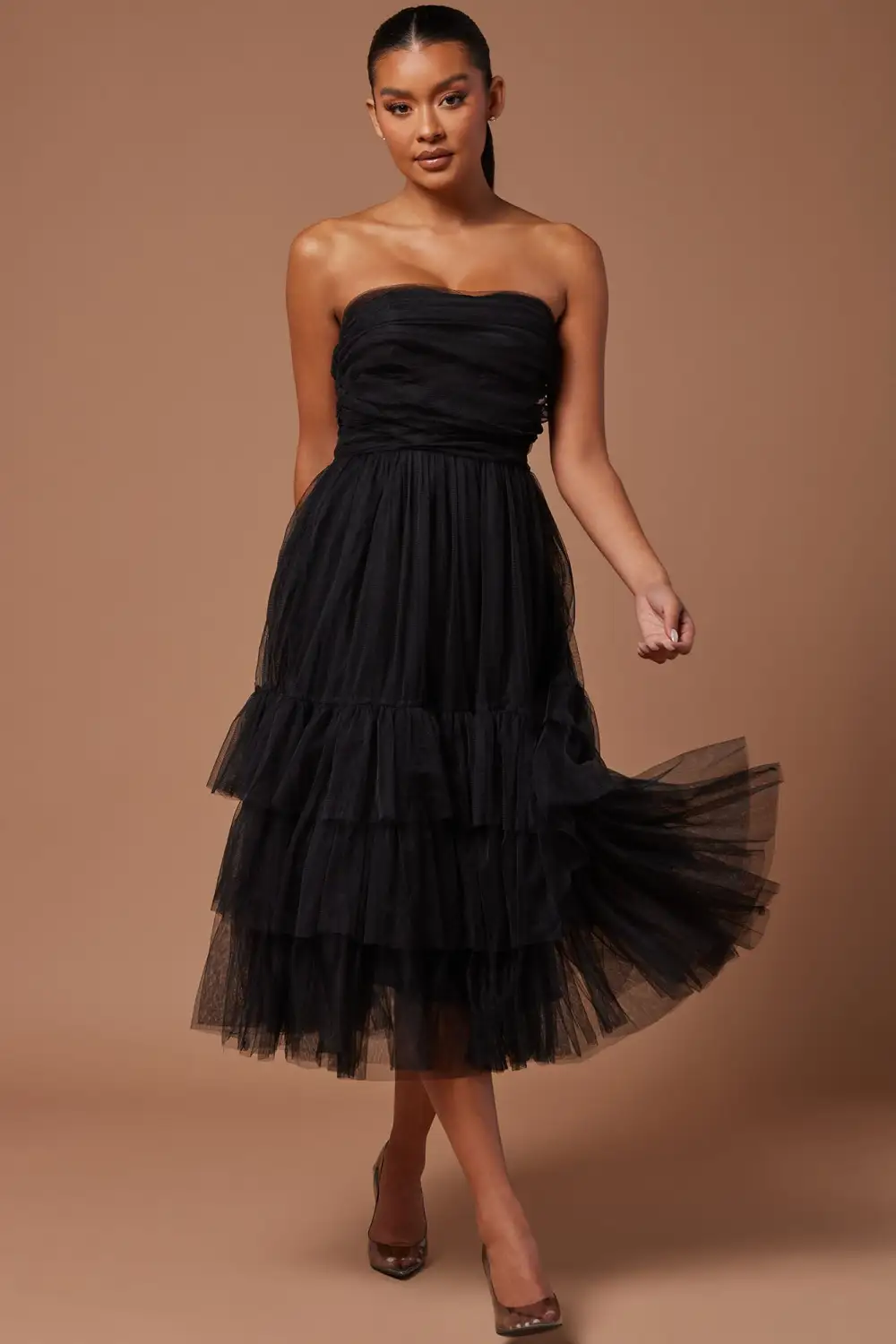 Jessica Tulle Midi Dress - Black