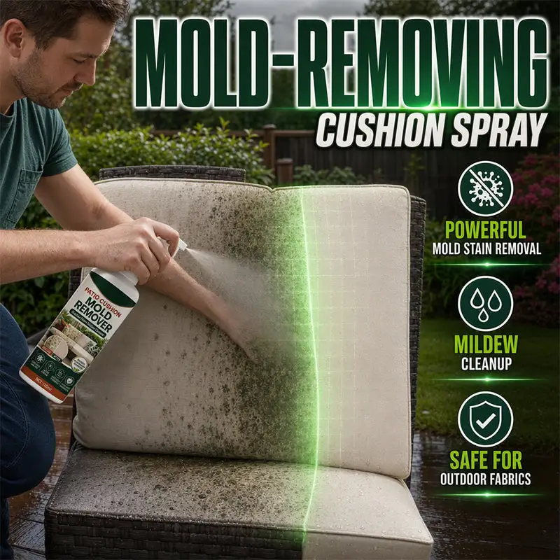 Patio Cushion Mold Remover Spray, Powerful Mildew Stain Cleaner, Quick Mold & Mildew Stain Removal Spray Safe for Outdoor Fabric Cushions, Patio Furniture Upholstery Cleaning Solution