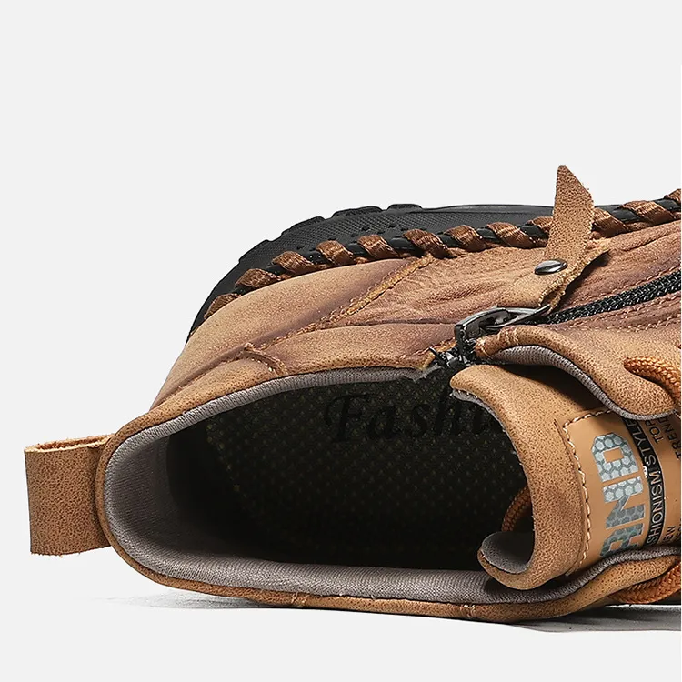 Men's Martin Boots Outdoor Leather Boots Mid-Top Cross-Border Plus Size Short Boots Casual Hiking Shoes