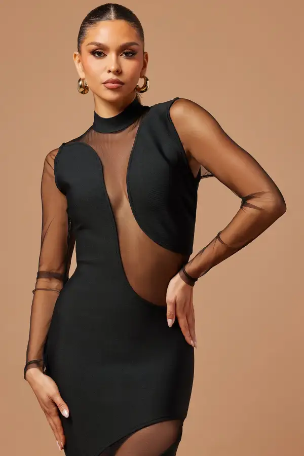 Allegra Bandage Maxi Dress - Black