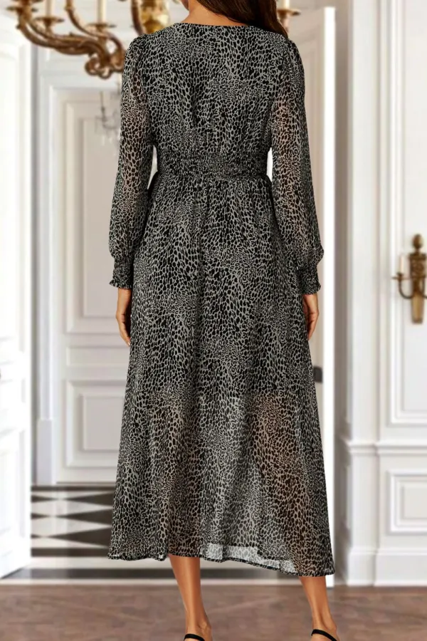 Women's Leopard Print V-Neck Dress