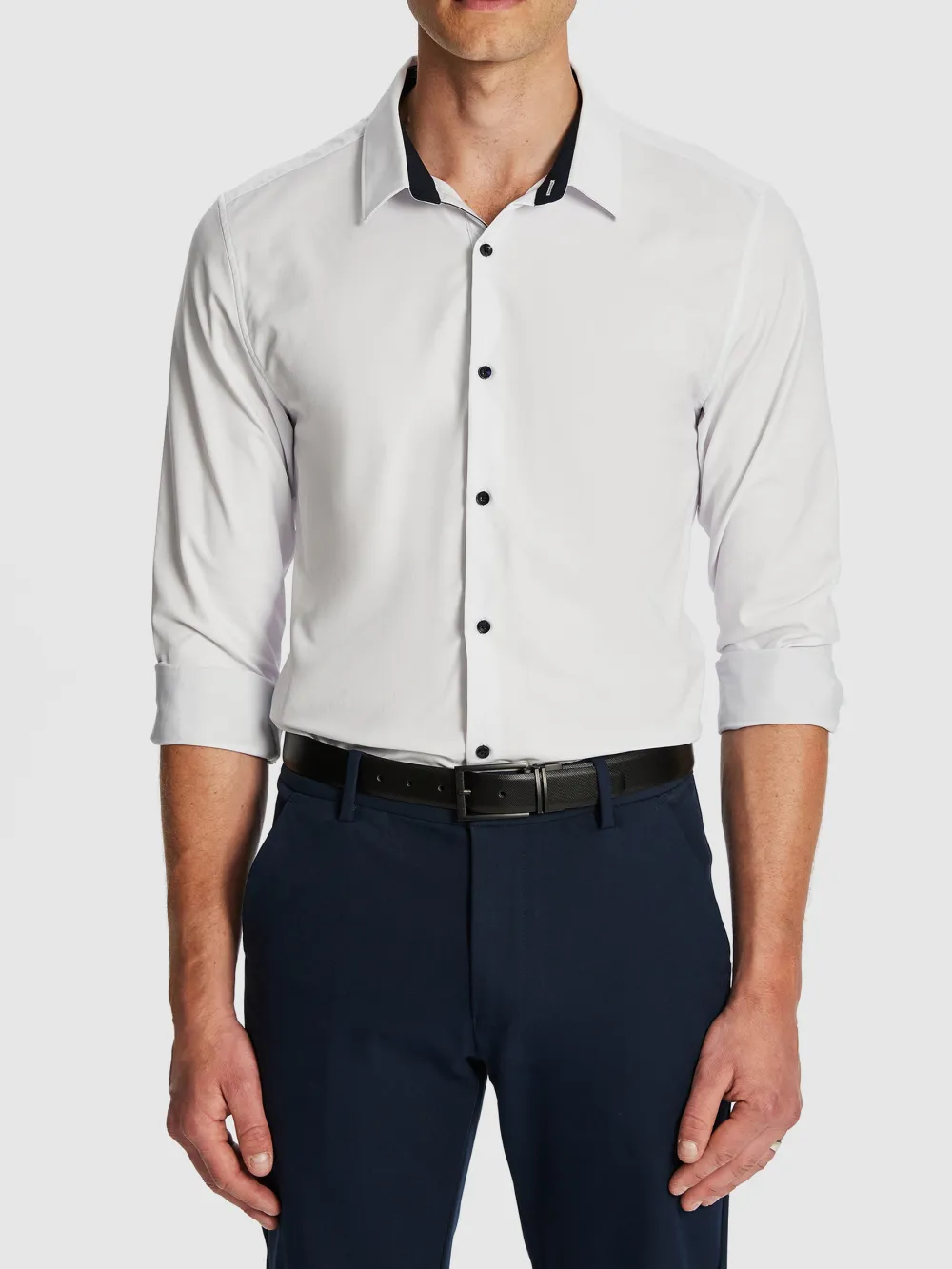 White Slim Fit Long Sleeve Shirt