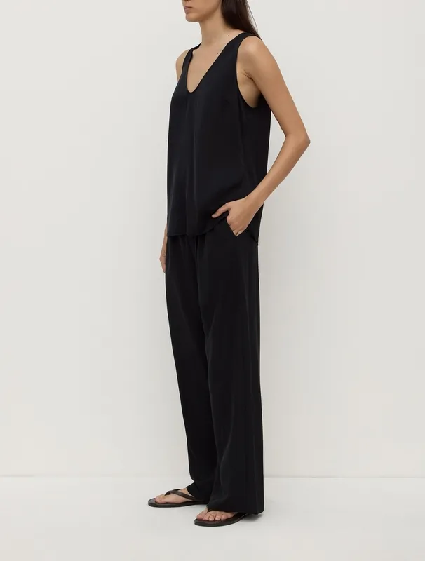 Black Silk Scoop-Neck Tank