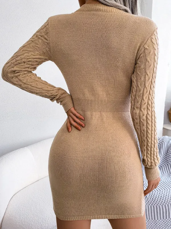 Casual Openwork Knitted Mini Dress