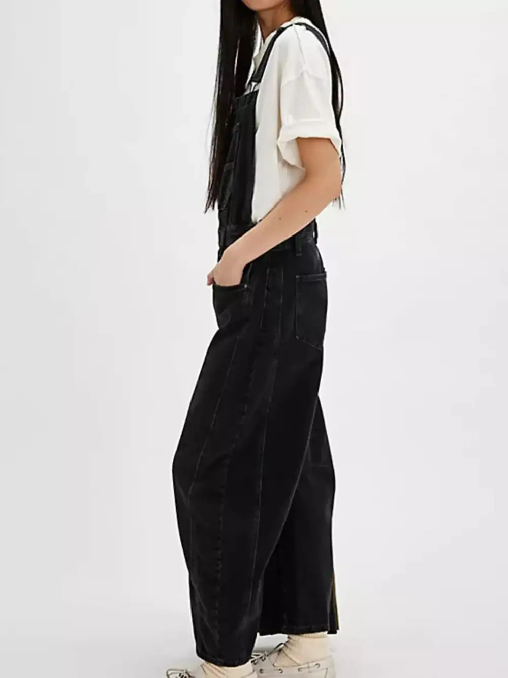 Soft Denim Wide Leg Overalls