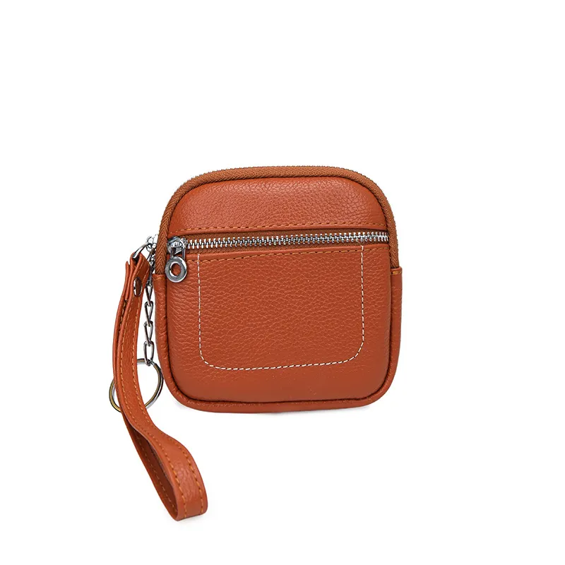 Square Mini Leather Card Wallet & Purse, Zipper Lock Design, Fashion Casual Style Coin Pouch, Perfect Unisex Gift for All Seasons, Stylish Wallet, Coin Bag, Change Purse