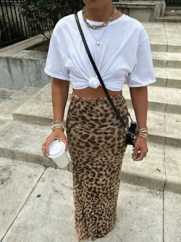Leopard Print High Waist Skirt