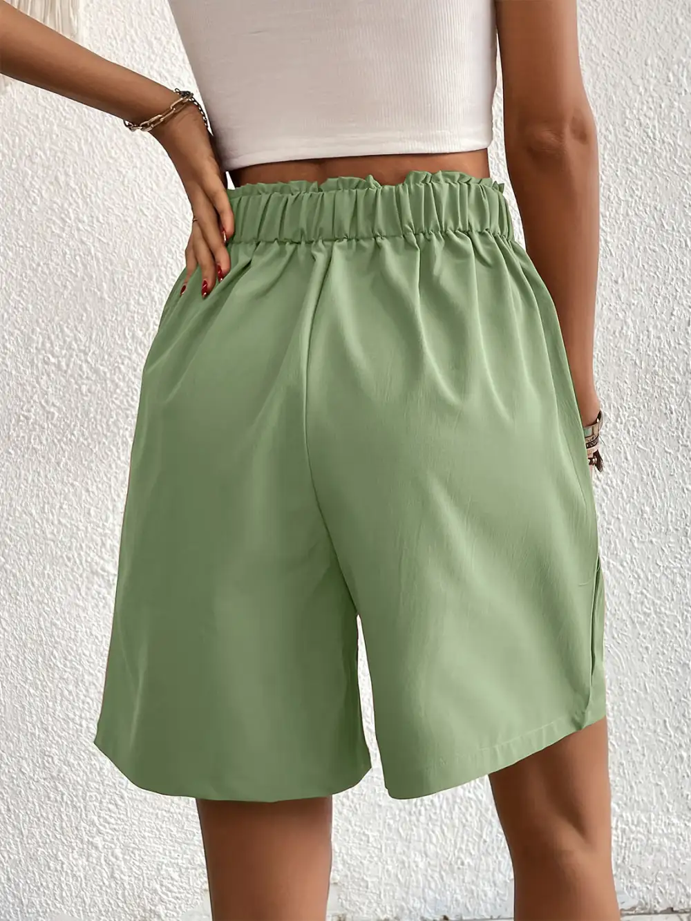 Utility Elastic Waist Pocket Detail Shorts