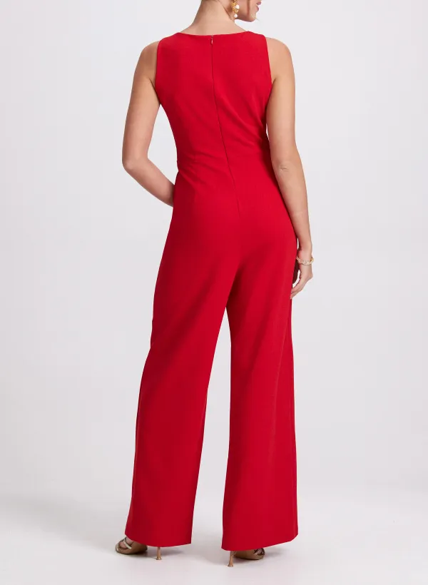 Red Pleated Jumpsuit