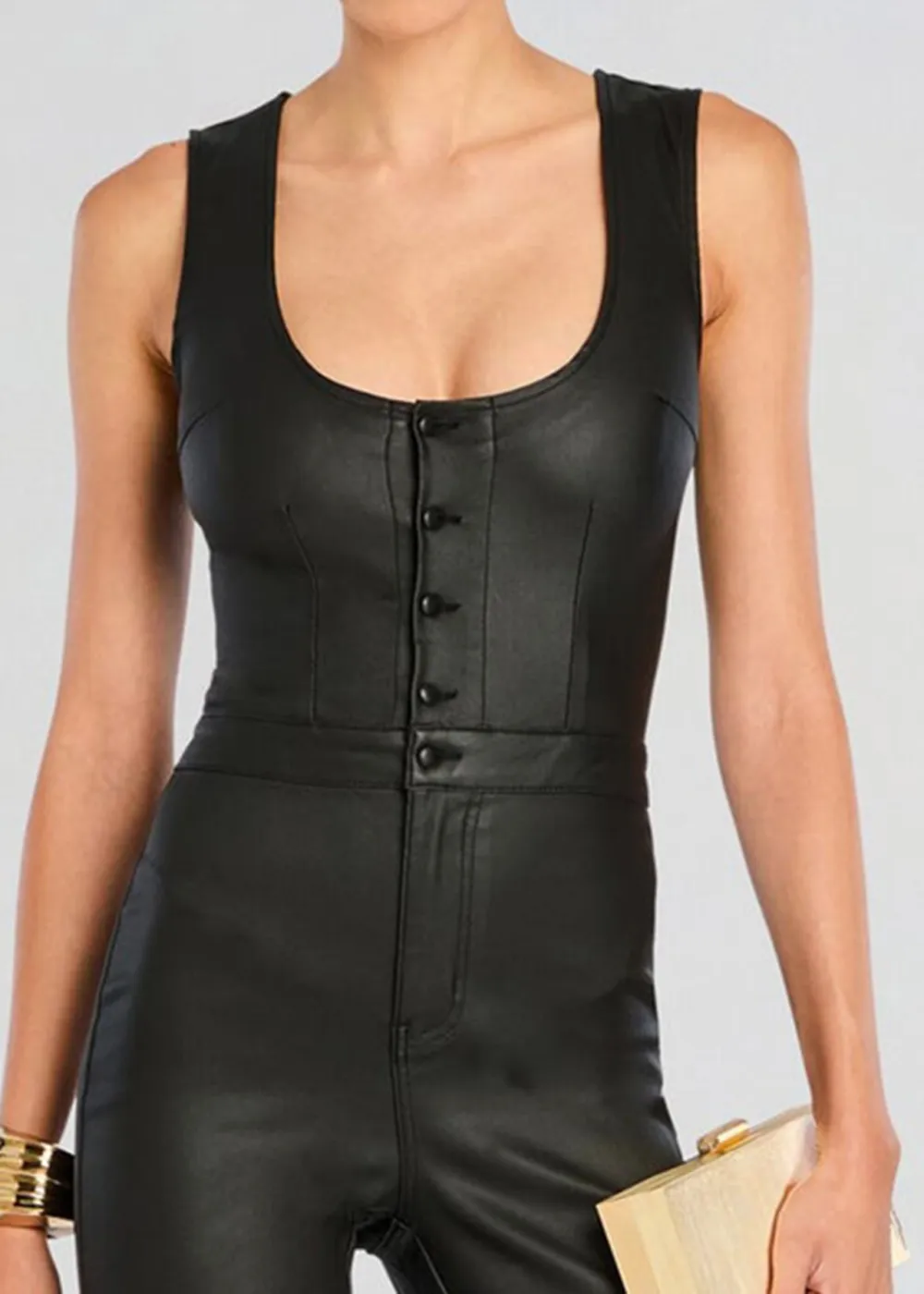 Coated Denim Jumpsuit