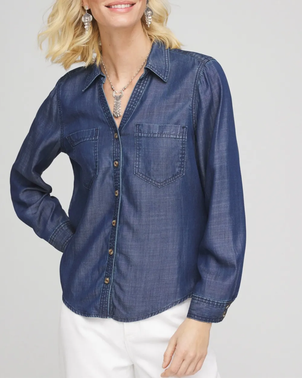 Denim Long Sleeve Button Up Shirt