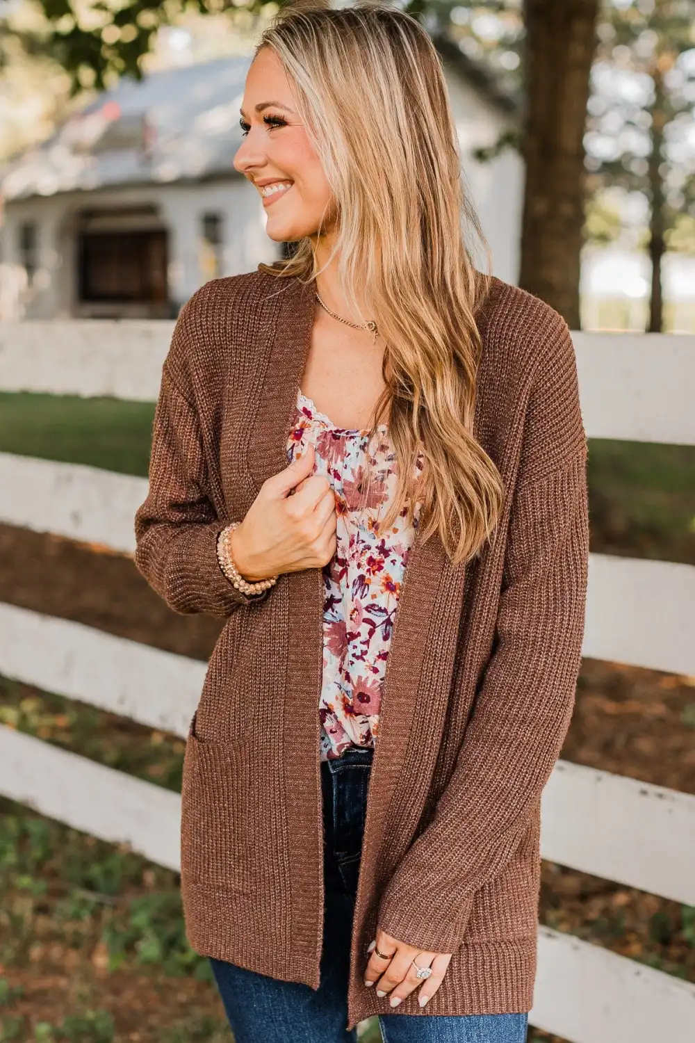 Take Me Places Knit Cardigan- Brown