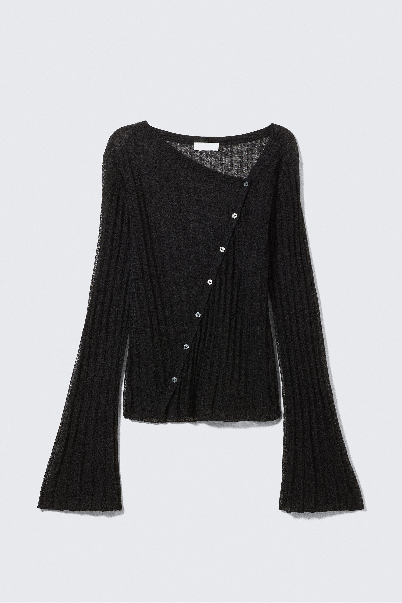 Asymmetrical Neck Long Sleeve Cardigan
