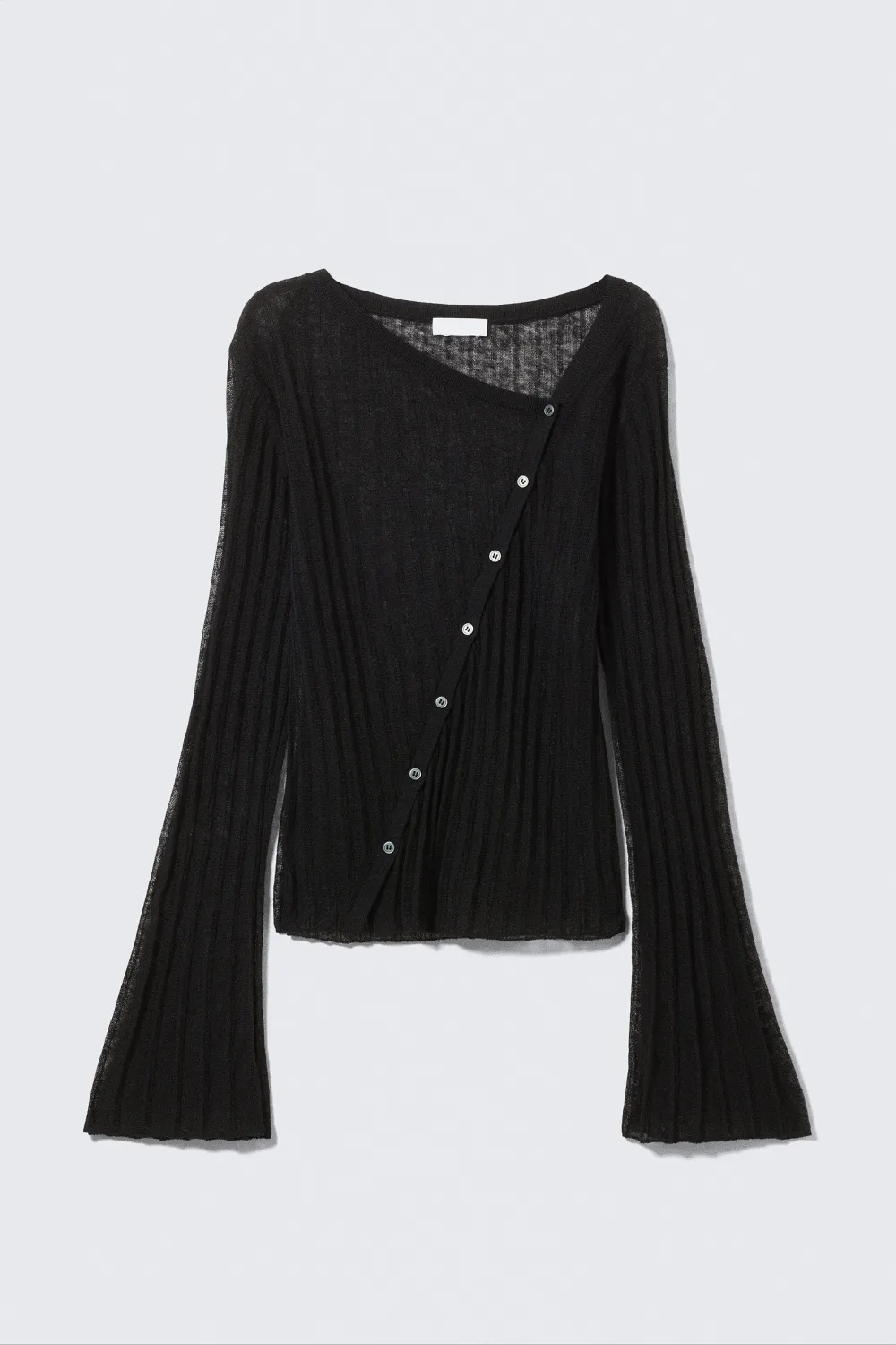 Asymmetrical Neck Long Sleeve Cardigan
