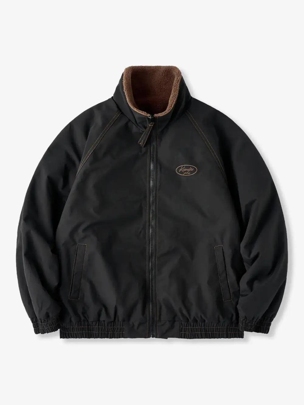 Men'S Fleece Lined Stand Collar Harrington Jacket