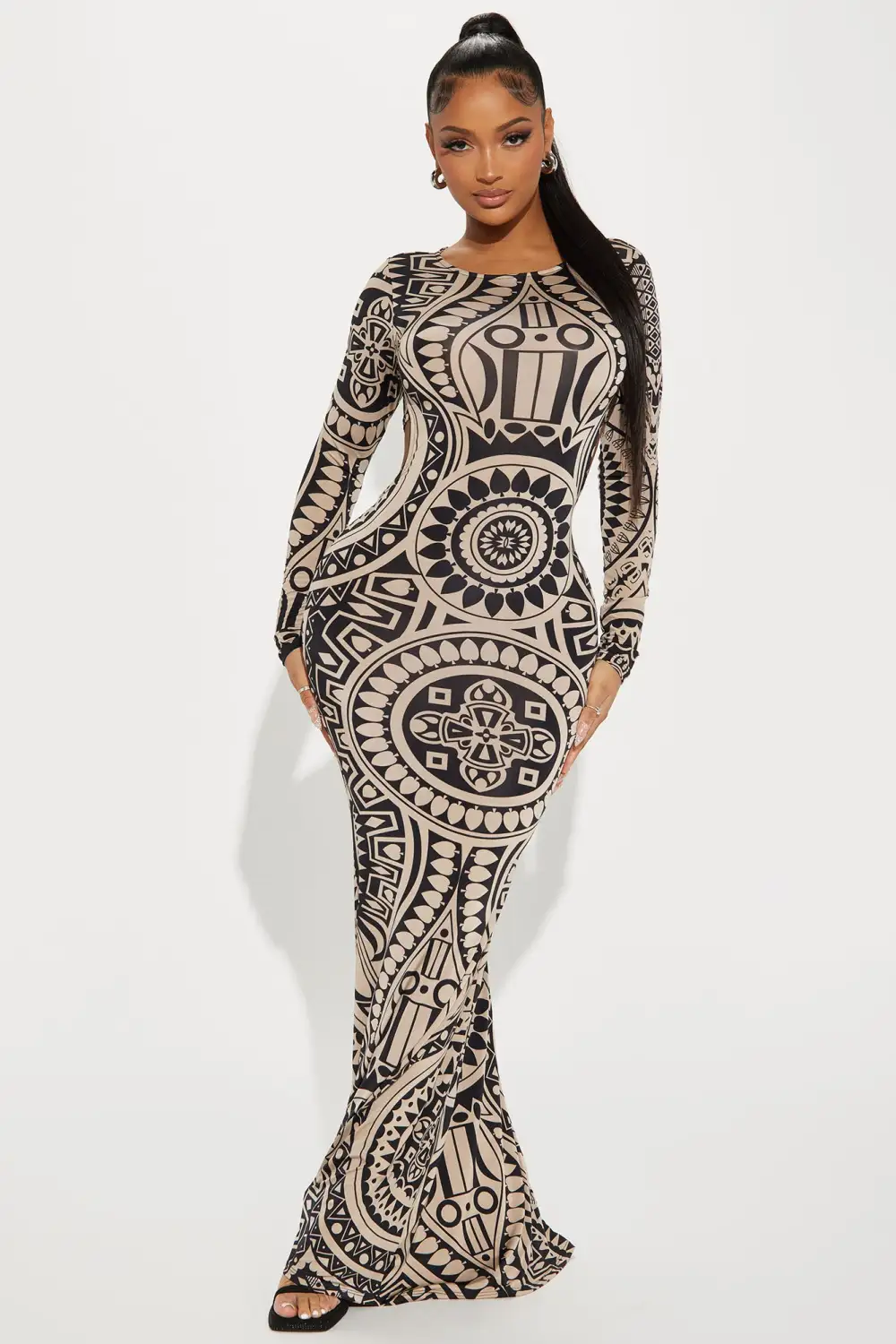 Eliza Maxi Dress - Taupe/combo