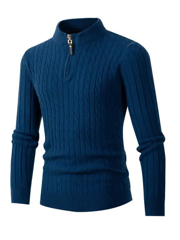 Knit Zip Front Collared Sweater