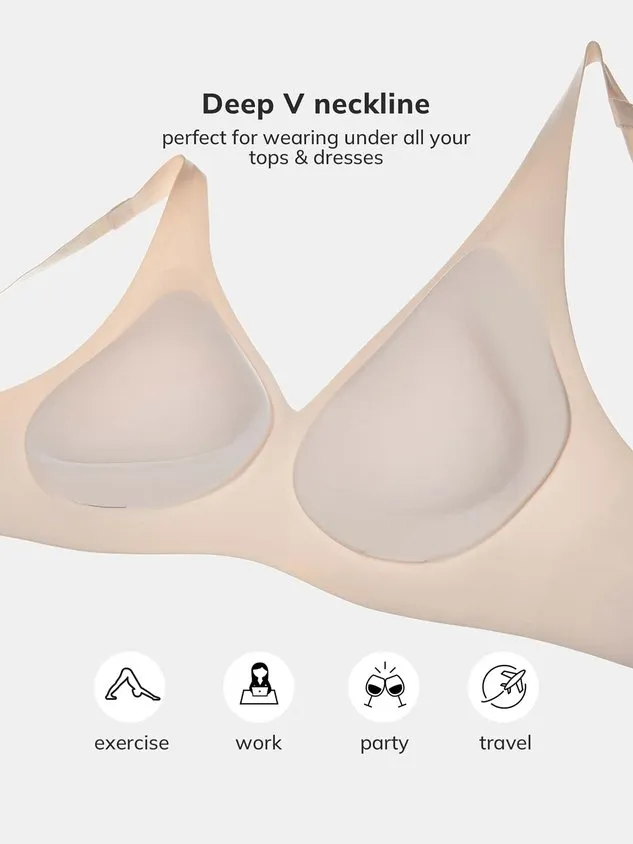 Breathable Comfortable Detachable Teardrop Molded Cup Seamless  Bra & Bralette