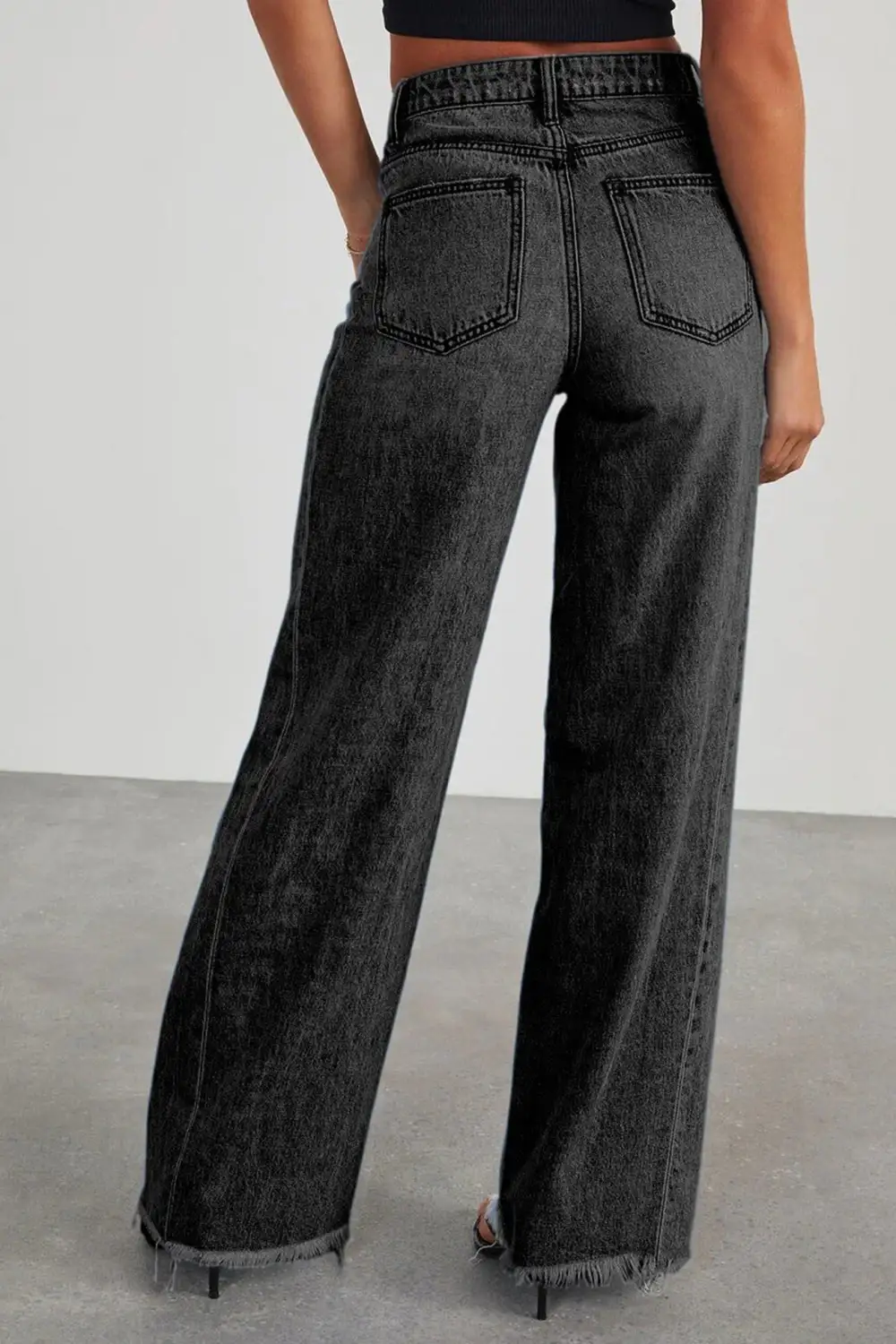 Raw Hem Mid Rise Jeans