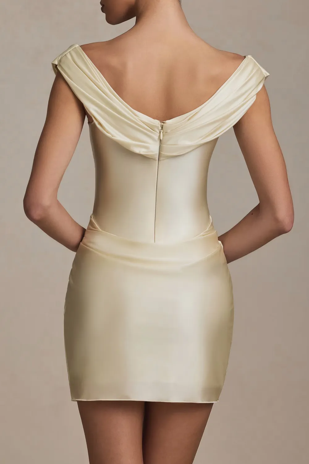 Premium High-Gloss Draped Scarf Collar Bottom Dress