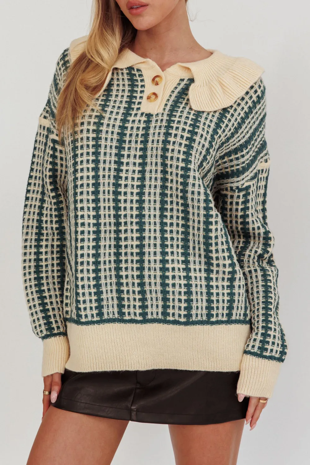 Fashionable Luxury Lapel Plaid Top
