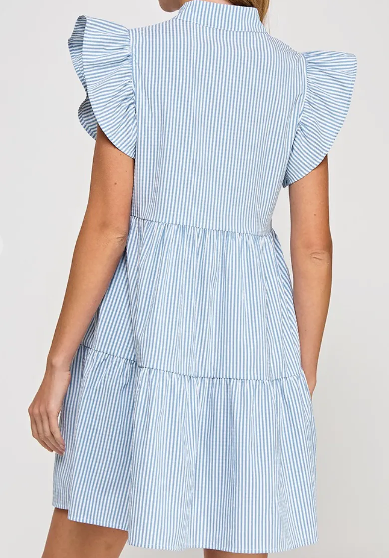 Ruffle Stripe Sleeveless Dress