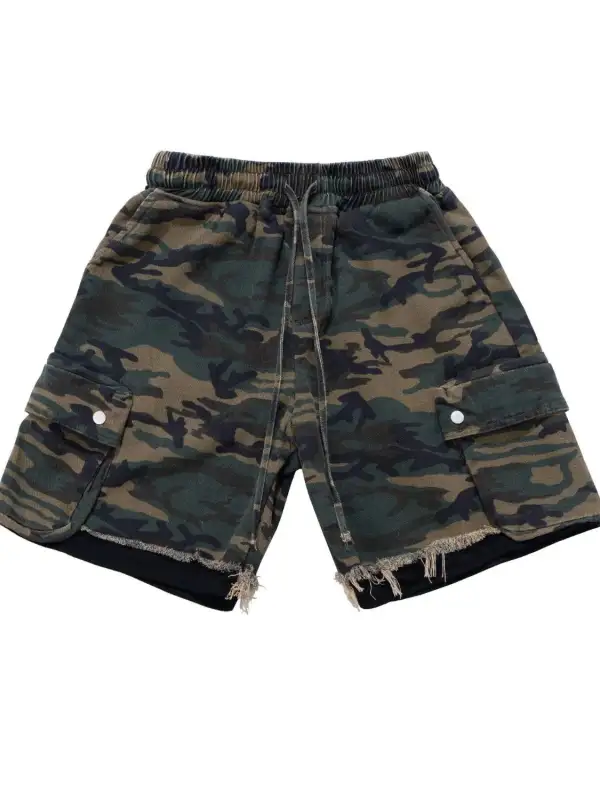 Relaxed Drawstring Cotton Blend Casual Shorts