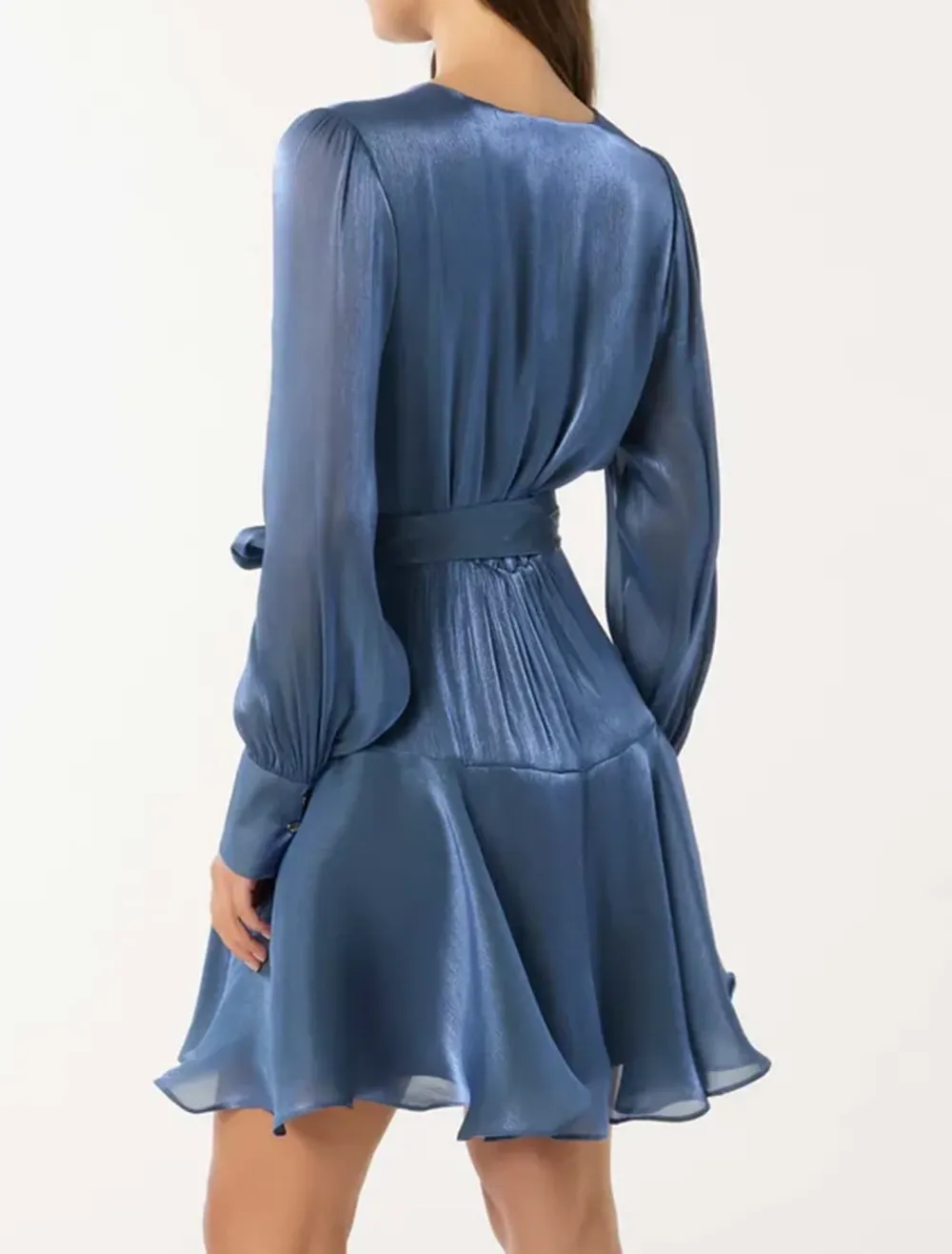 Metallic Wrap Mini Dress