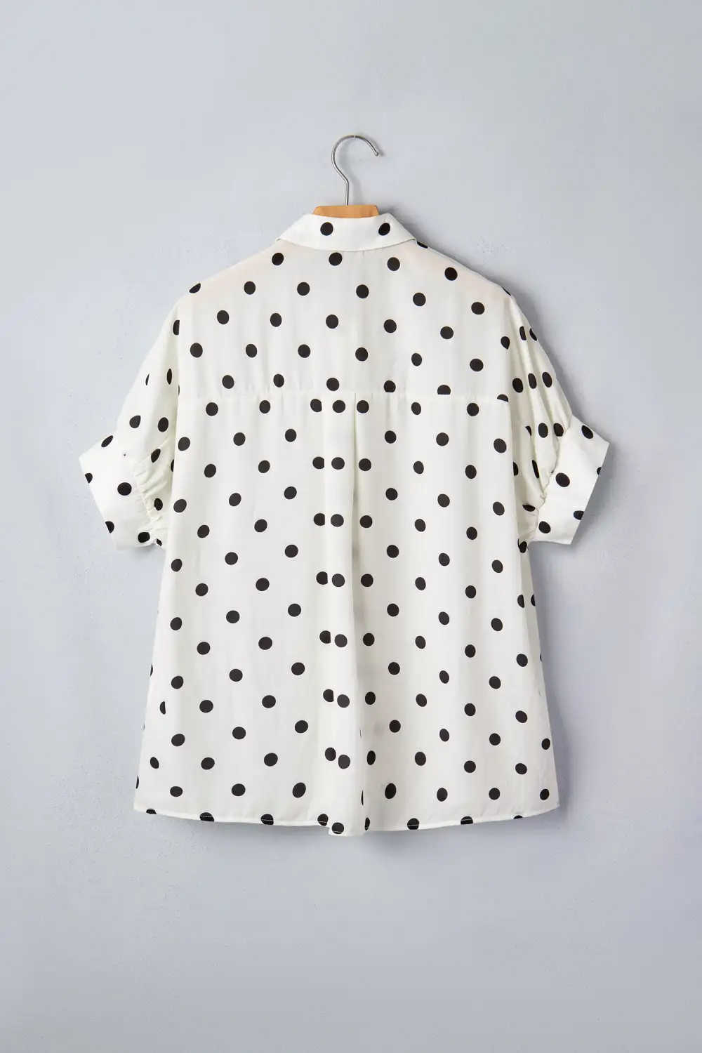 Beige Polka Dot Print Loose Dolman Shirt