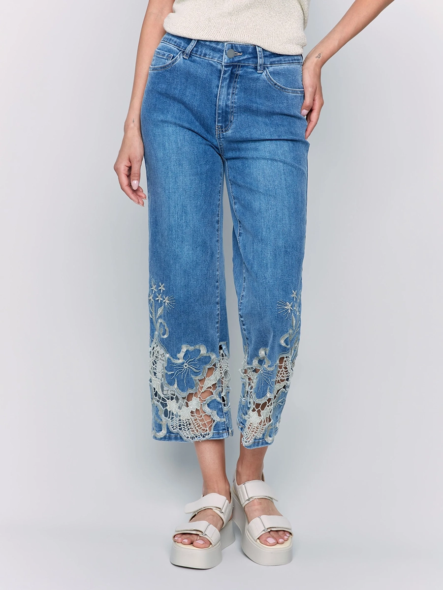 Designer Art Hollow Cotton Jeans