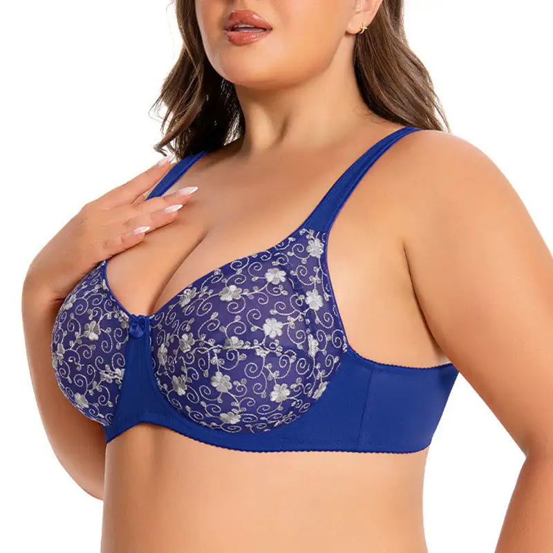 Flower Embroidery Full Coverage Bra
