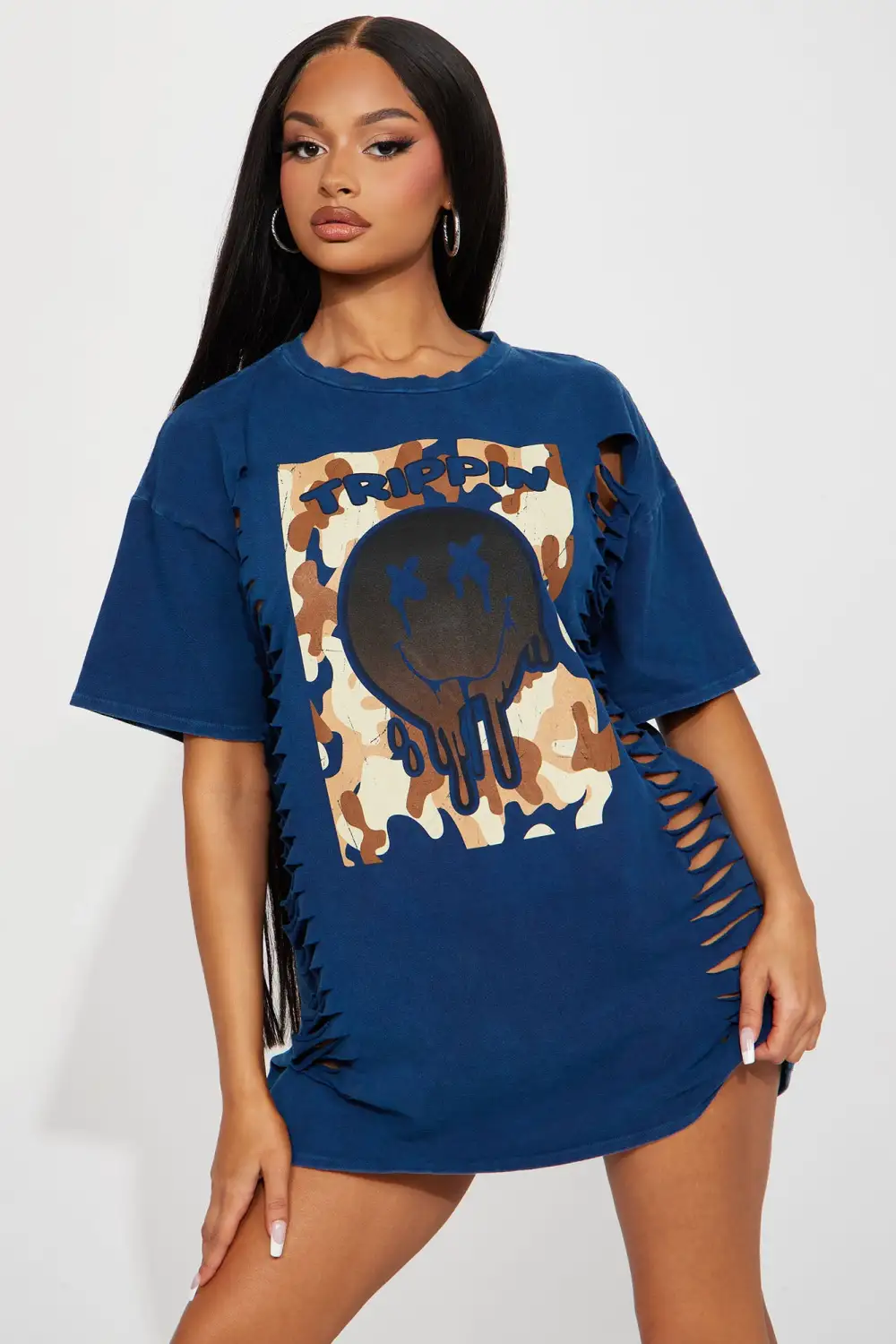 Caught Trippin T-Shirt Mini Dress - Royal